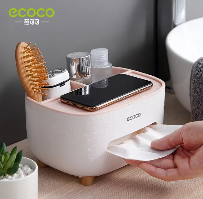 Multifunctional Tissue Box Cover Holder with Storage Container Living Room Remote, Glasses, Pen Pensile, Dry Fruit and Mobile Storage Box Holder For Home Office Tissue Tray - Multi