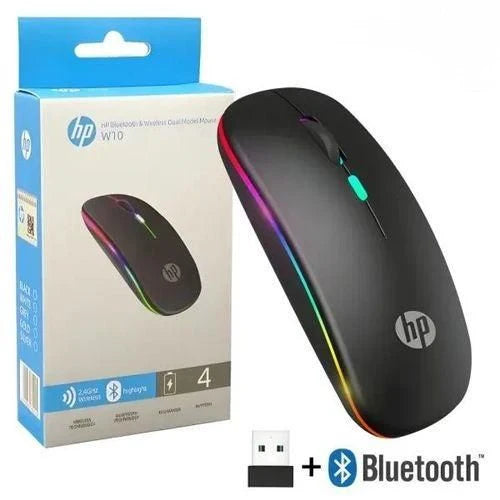 W10 Wireless RGB Slim Mouse - Type C Rechargeable - Bluetooth HP Mouse