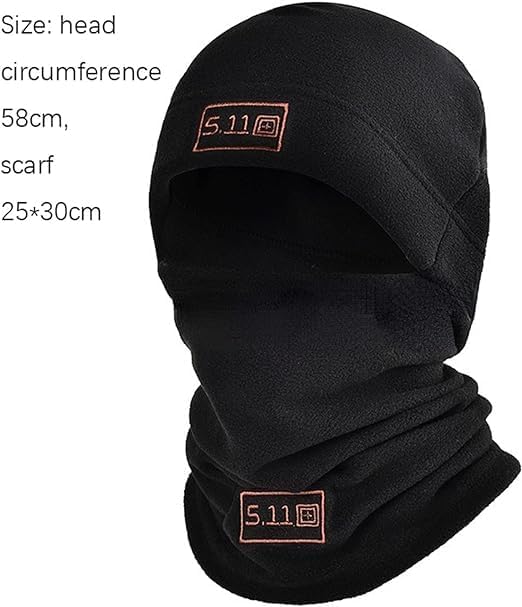 Mens Winter Warm Fleece Hat with Full Face Warm Scarf, Tactical Military Sports Thermal Cap with Scarf Face Neck Gaiter, Black