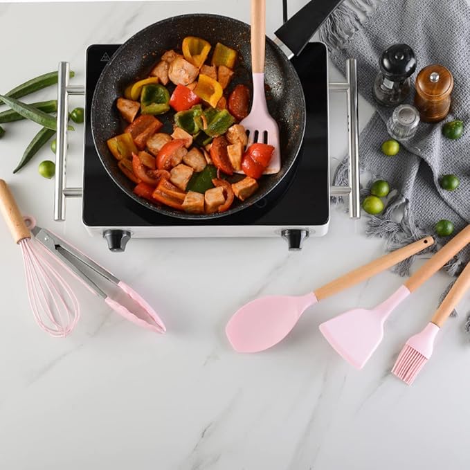 Silicone Cooking Utensils Set, 12-piece Kitchen Utensil Set Non-stick Cookware Is Heat-resistant, BPA-Free, Cooking Tools, Stirring
