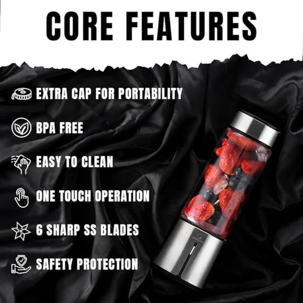 Goodscity Blender For Smoothie And Juices | Portable Hand Blender For Kitchen | Premium Usb Rechargeable Fruit Juicer Machine | 450Ml BPA FREE Food Grade Jar