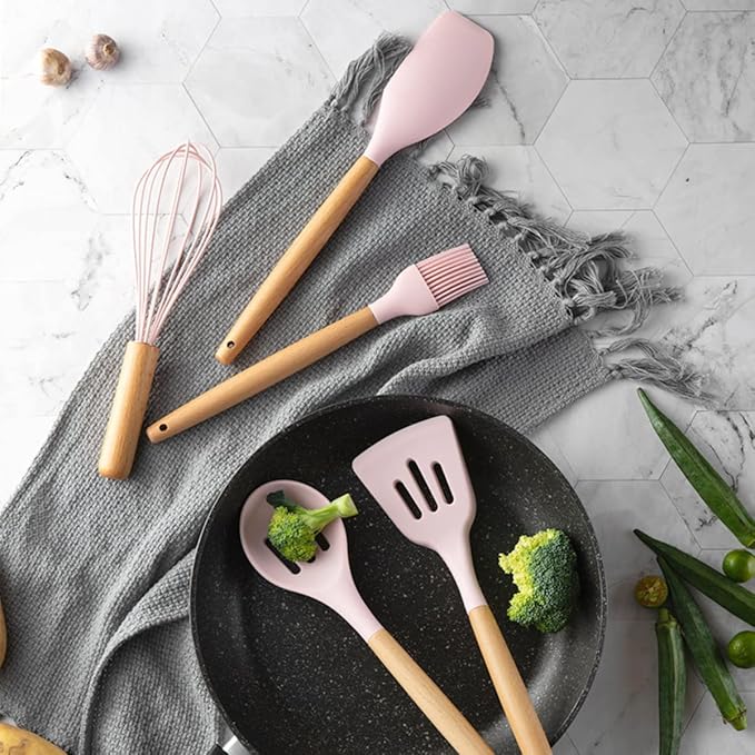 Silicone Cooking Utensils Set, 12-piece Kitchen Utensil Set Non-stick Cookware Is Heat-resistant, BPA-Free, Cooking Tools, Stirring
