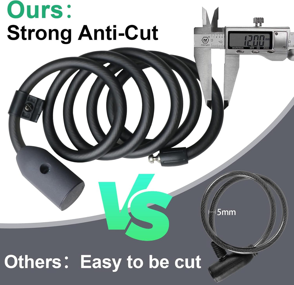 Fingerprint Bike Cable Lock, Dhiedas Bike Lock Heavy Duty Anti Theft, Fingerprint & Bluetooth Lock, Keyless Biometric Cable Lock, Waterproof Etronic Lock for Scooter Bicycle