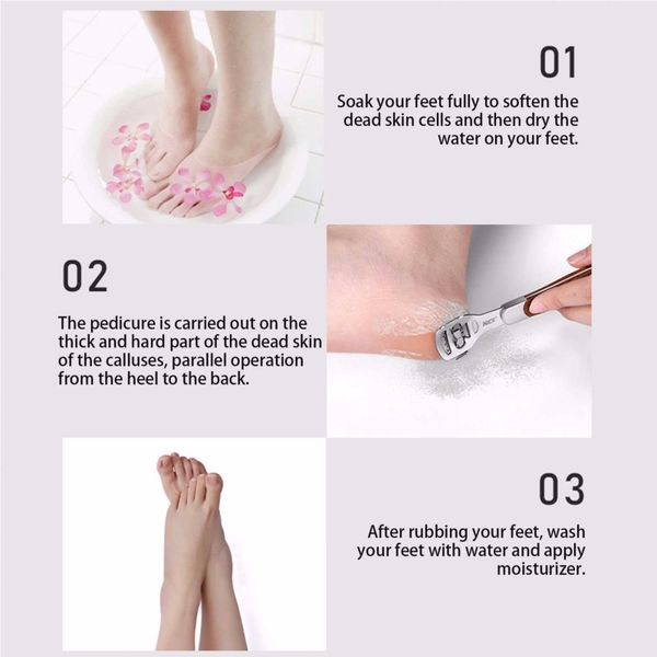 Stainless Steel Pedicure Set Dead Skin Remover Callus Foot Planer w/10pcs Blades