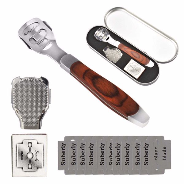 Stainless Steel Pedicure Set Dead Skin Remover Callus Foot Planer w/10pcs Blades