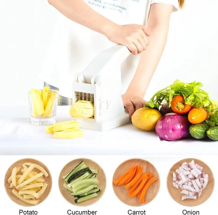 Potato Chipper, Professional Chip Cutter, Plastic and Stainless Steel, White