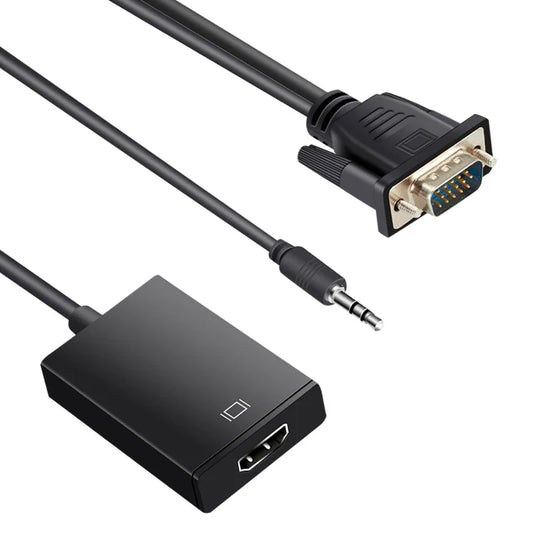 VGA to HDMI Converter Adapter, VGA Male to HDMI Female Cable Converter with 1080P HD Video and Audio Support for Connecting Old PC, Laptop with a VGA Output to Monitor, HDTV,Projector, VGA Male To HDMI Female Converter Adapter With 3.5mm Stereo USB Cable