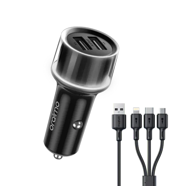 Oraimo Highway 15 15.5W Car Charger with 3-in-1 Cable – OCC-1152D-X93