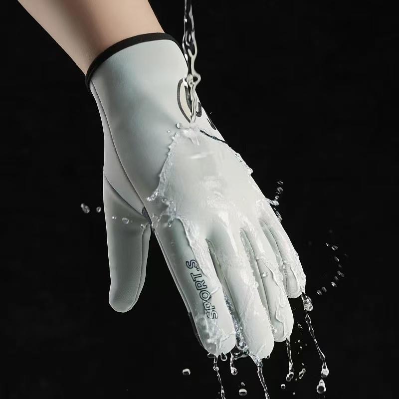 Winter for men all two finger outdoor warm plush windproof waterproof and anti slip touch screen cycling gloves