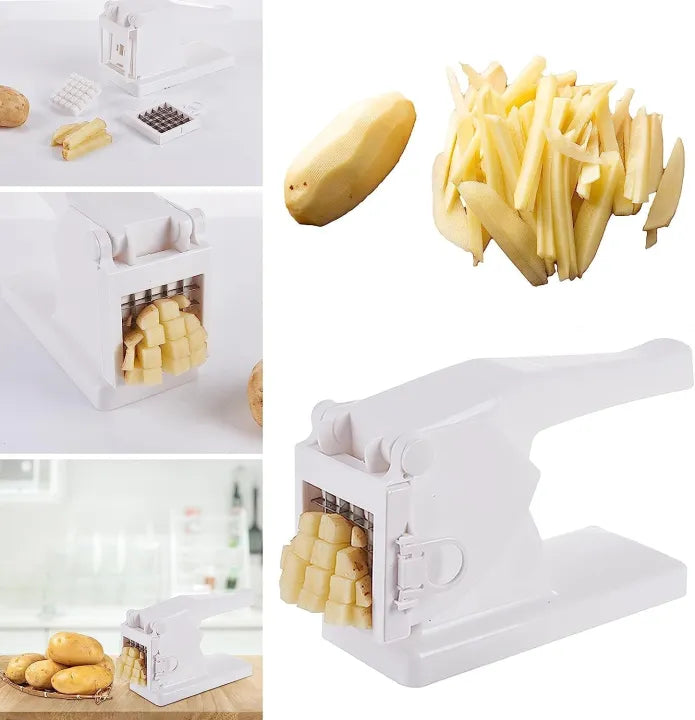 Potato Chipper, Professional Chip Cutter, Plastic and Stainless Steel, White