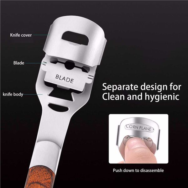 Stainless Steel Pedicure Set Dead Skin Remover Callus Foot Planer w/10pcs Blades
