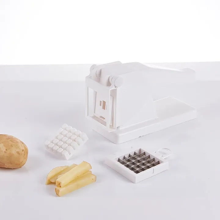 Potato Chipper, Professional Chip Cutter, Plastic and Stainless Steel, White