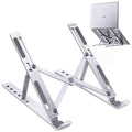 Portable Aluminum Foldable Laptop Metal Stand with Adjustable Height Folding Solid Stand With Anti Slip Rubber Grips - Silver