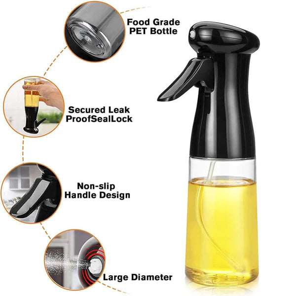 Oil Sprayer bottle for Cooking (200ml) Olive Oil Spray Bottle Continuous Spray with Portion Control, Suitable for Multiple Scenarios. Highly Trusted by Chefs
